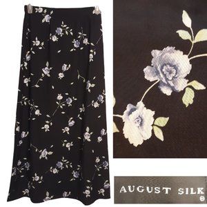 Silk floral maxi skirt, "ROMNC FLR"